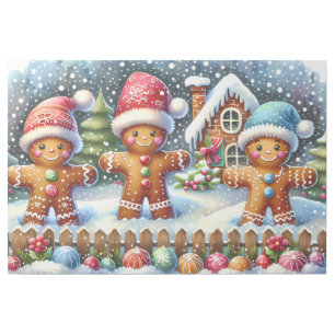 Gingerbread Family Snowy Christmas Scene Gallery Wrap