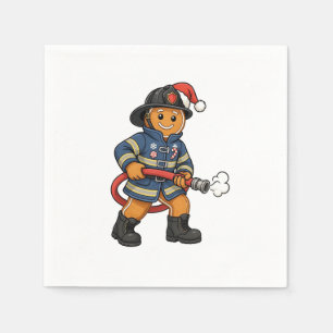 Gingerbread Firefighter Christmas 2026 Holiday Napkins