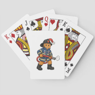 Gingerbread Firefighter Christmas 2026 Holiday Poker Cards