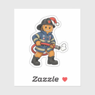 Gingerbread Firefighter Christmas 2026 Holiday Sticker