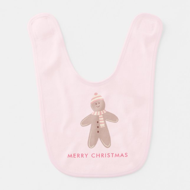 Gingerbread First Christmas Baby Bib (Front)