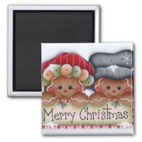 Gingerbread Folks Merry Christmas Magnet