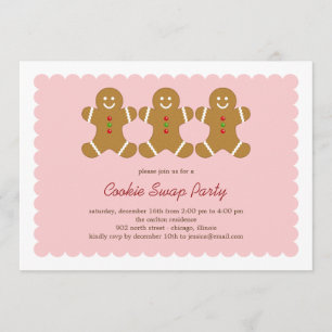 Gingerbread Friends Cookie Swap or Holiday Party Invitation