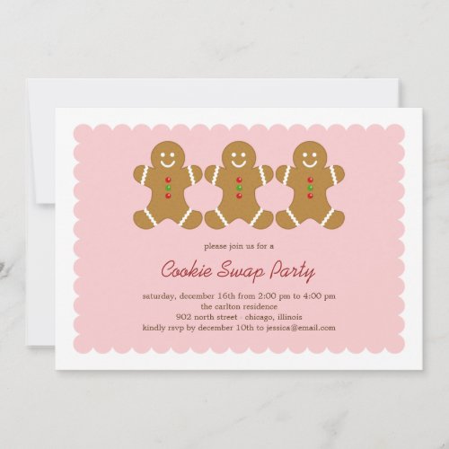Gingerbread Friends Cookie Swap or Holiday Party Invitation