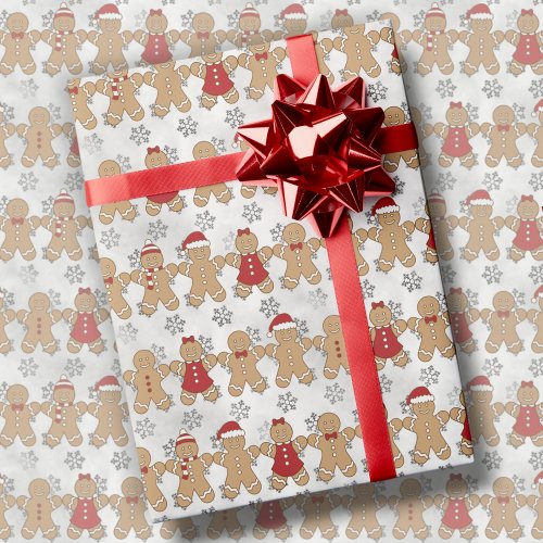 Gingerbread Friends Cute Christmas Holiday Gift Wrapping Paper