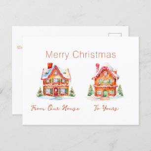 Gingerbread "From Our House" Christmas Postcard