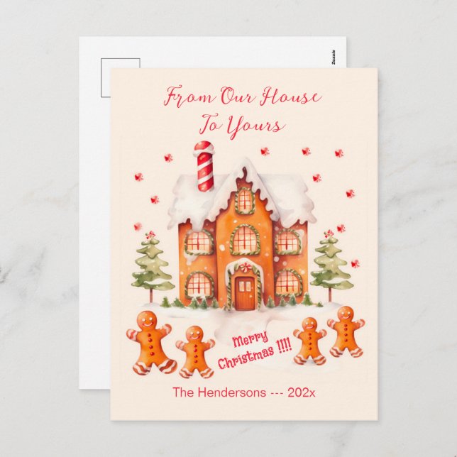 Gingerbread From Our House Christmas Postcard (Front/Back)