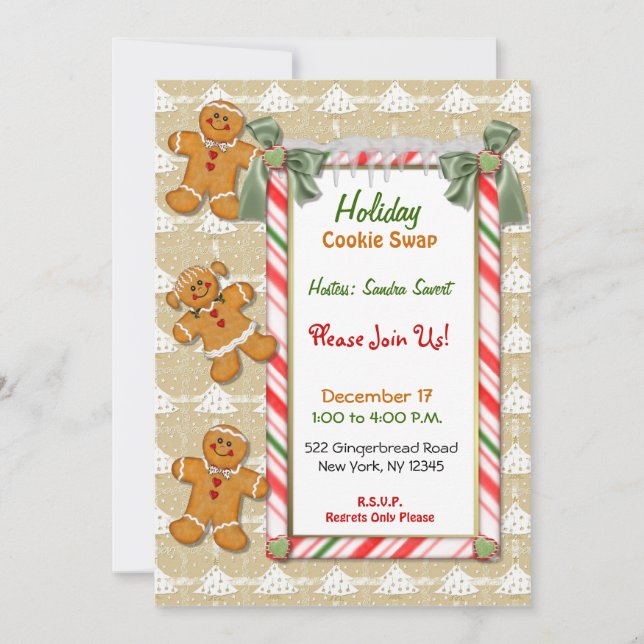 Gingerbread Fun Cookie Exchange Invitation (Front)