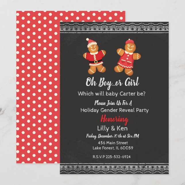Gingerbread Gender Reveal Invitation (Front/Back)