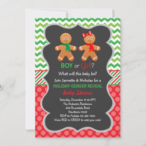 Gingerbread Gender Reveal Invitation