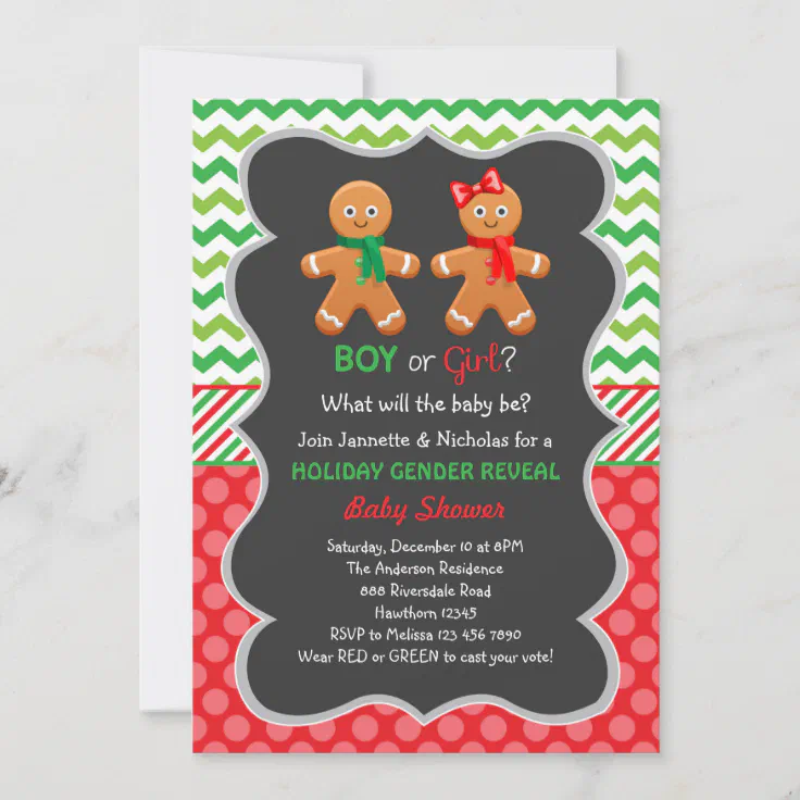 Gingerbread Gender Reveal Invitation Zazzle 3855