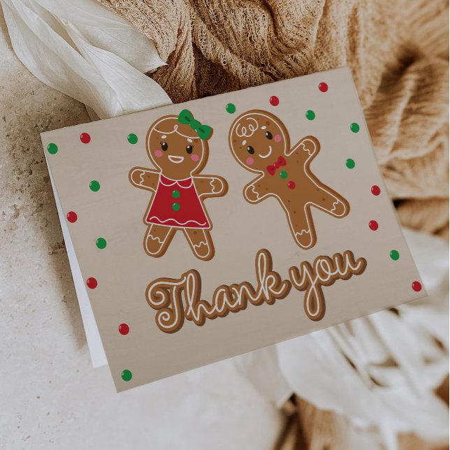 Gingerbread Gender Reveal Thank You Cards (gender reveal, thank you, thank you card, folded thank you card,)
