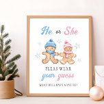 Gingerbread Gender Reveal Wear your Guess Sign<br><div class="desc">Gingerbread Gender Reveal Wear your Guess Sign Poster</div>