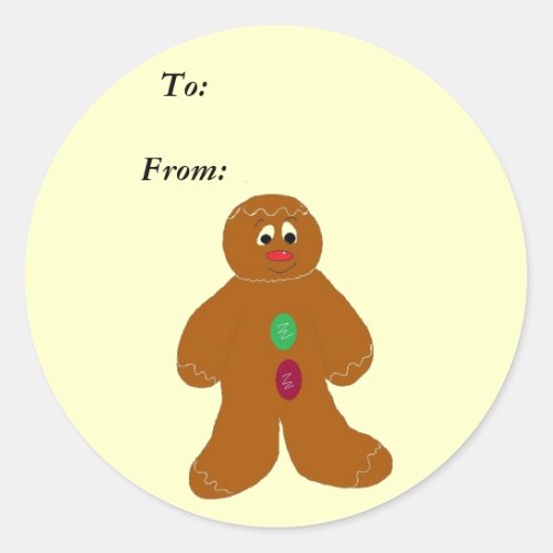 Gingerbread Gifttag Classic Round Sticker