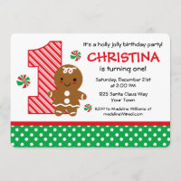 Gingerbread Girl 1st Birthday Invitation