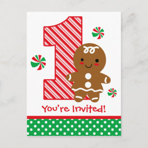 Gingerbread Girl 1st Birthday Invitation
