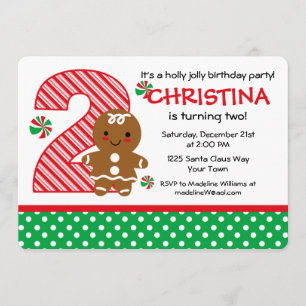 Gingerbread Girl 2nd Birthday Invitation
