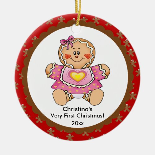 Gingerbread Girl Babys First Christmas Ornament
