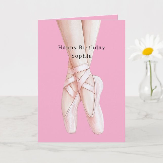 Gingerbread Girl Ballerina Ballet Birthday Card (Small Plant)