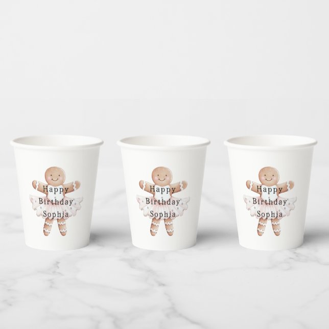 Gingerbread Girl Ballerina Ballet Birthday Paper Cups (Multi)