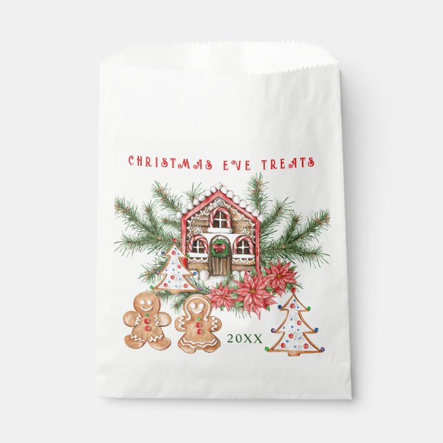 Gingerbread Girl Boy Candy Cane Christmas Favor Bag (Front)