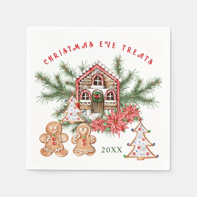 Gingerbread Girl Boy Candy Cane Christmas  Napkins (Front)