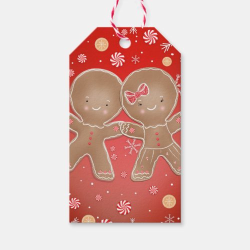 Gingerbread Girl Boy Peppermint Holiday Christmas Gift Tags