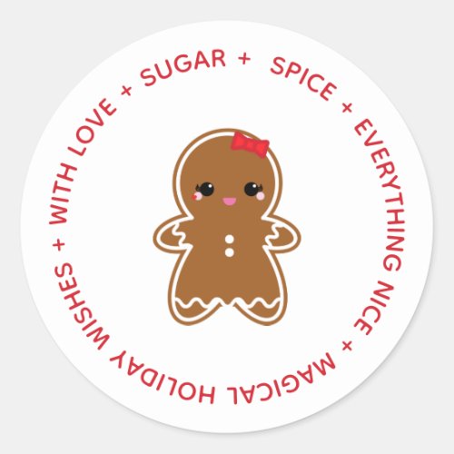 gingerbread girl CHRISTMAS cookie swap gift Classi Classic Round Sticker