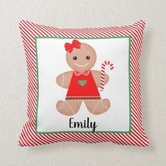 Gingerbread Girl Christmas Pillow