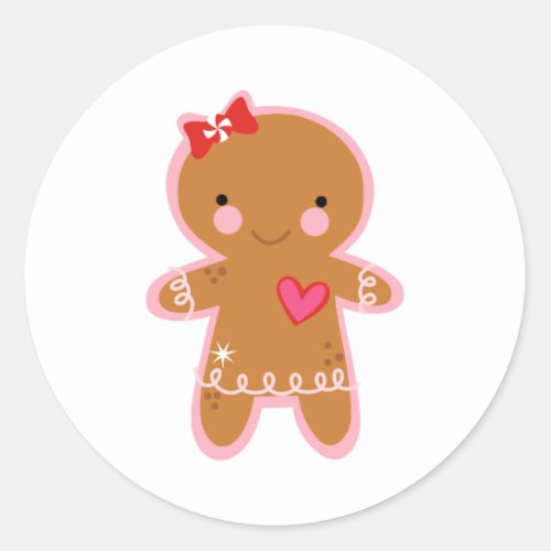 Gingerbread Girl Classic Round Sticker