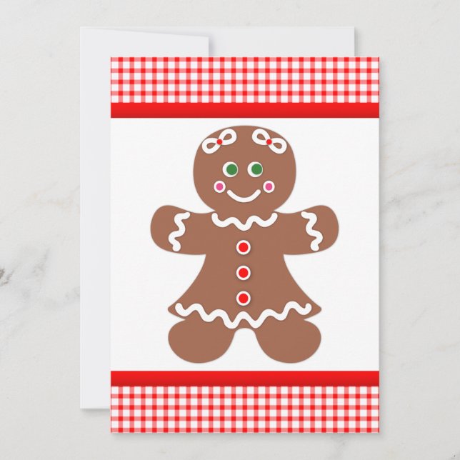 Gingerbread girl Red Gingham Thank You Card (Front)