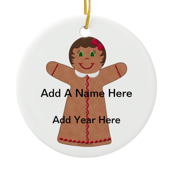 Gingerbread Girl Red Trim Ornament