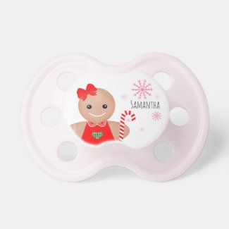 Gingerbread Girl Snowflake Christmas Pacifier