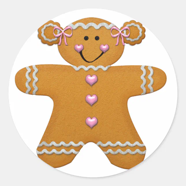 Gingerbread Design Sticker Gingerbread Girl Sticker | Zazzle