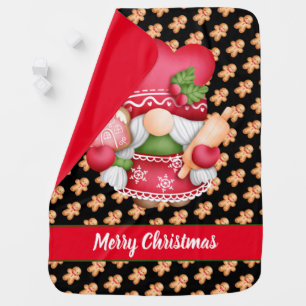Gingerbread Gnome Customize Color and Text Baby Blanket