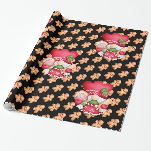 Gingerbread Gnome Customize Color Wrapping Paper (Unrolled)