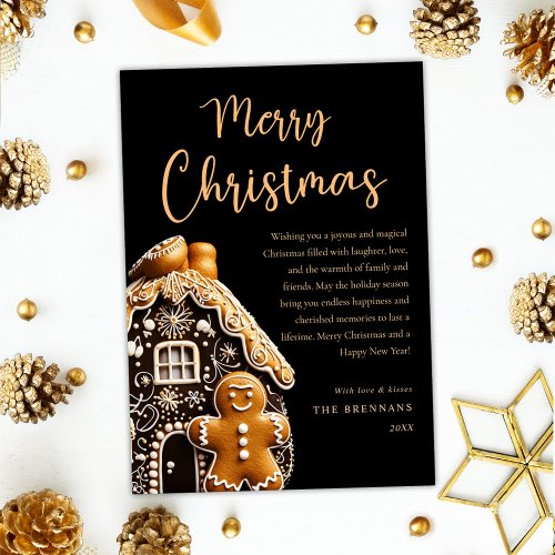 Gingerbread Gold Black Merry Christmas Holiday Card