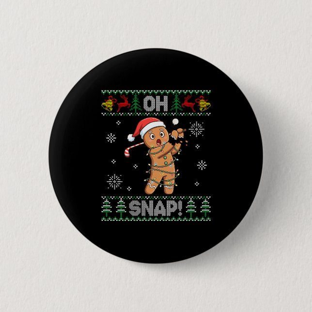 Gingerbread Golf Christmas Cookie Oh Snap Santa Ug Button (Front)