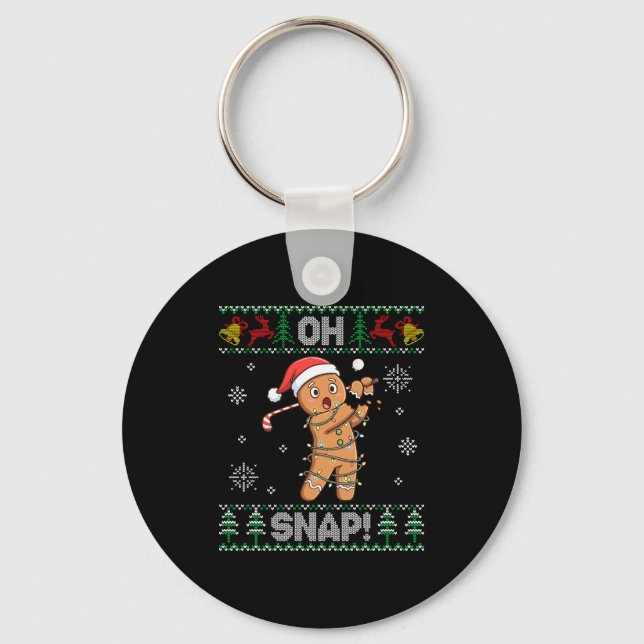 Gingerbread Golf Christmas Cookie Oh Snap Santa Ug Keychain (Front)