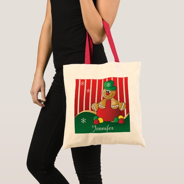 Gingerbread Gumdrop Man | DIY Name | Christmas Tote Bag (Front (Product))
