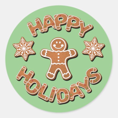 Gingerbread Happy Holidays Classic Round Sticker