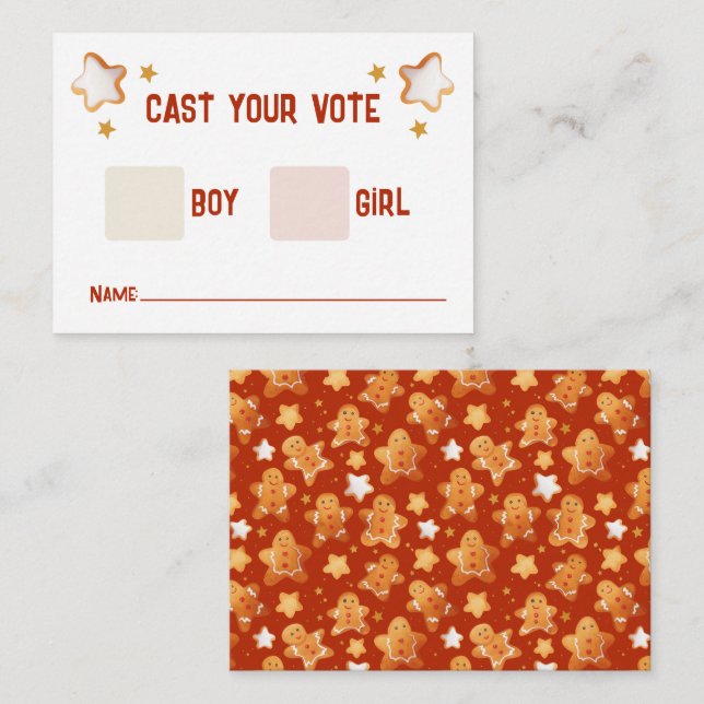 Gingerbread He or She Gender Reveal  Enclosure Card (Front/Back)