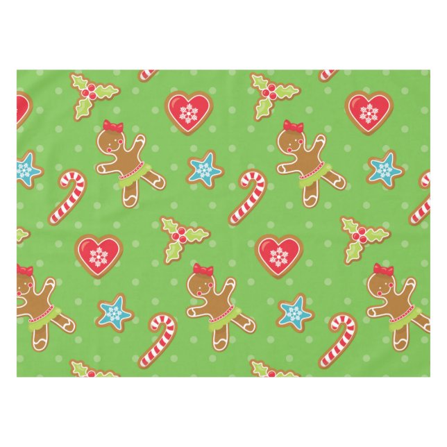 Gingerbread Heart Christmas Tablecloth (Front (Horizontal))