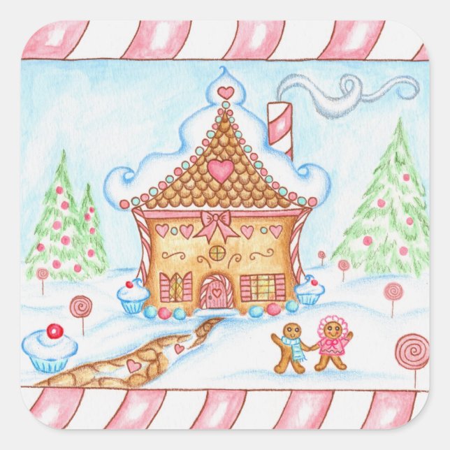 Gingerbread Heart House Sticker (Front)