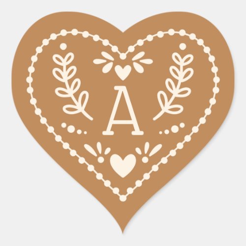 Gingerbread heart initial Christmas sticker