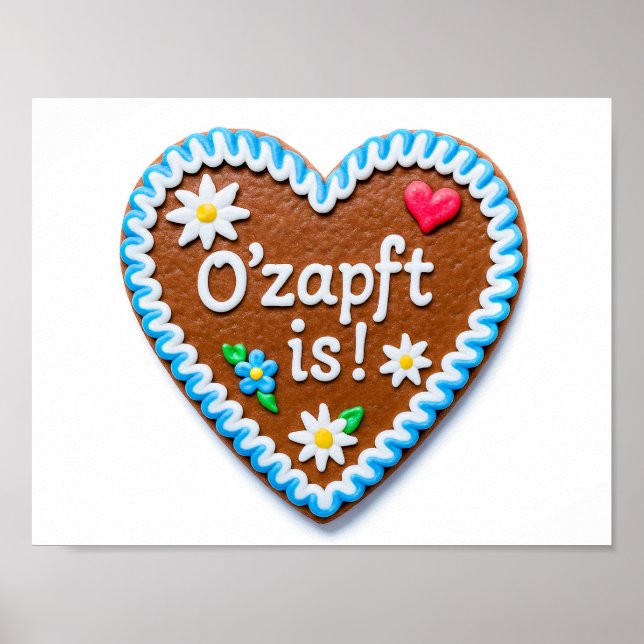Gingerbread Heart with Oktoberfest Greeting Poster (Front)