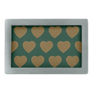 Gingerbread Hearts Belt Buckle (Green & Brown)