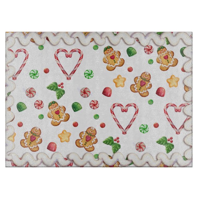 Gingerbread & Hearts Iced Cutting Board (Front)