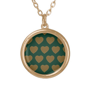 Gingerbread Hearts Necklace (Green & Brown)