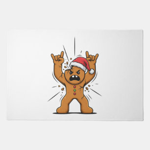 Gingerbread Heavy Metal Guitar Christmas 2026 Doormat